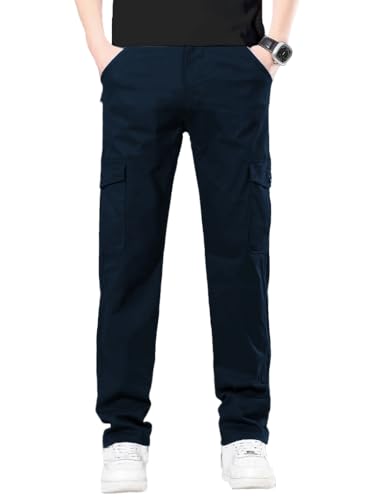 TOPLOT Men's Cotton Cargo Pants || Cargo for Men || Straight-Leg Cargo for Men || Men Cargo Pant (Men-Cargo-5212-Navy-32)