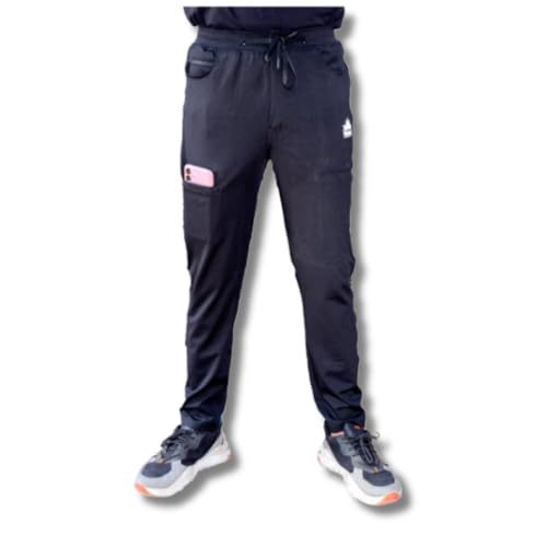 Men's Smart Tech Regular Fit Athleisure Trackpants Ultra Soft, Easy Stain Release & Anti-Static (in, Alpha, XL, Regular, Black)