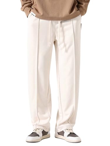 GRECIILOOKS Regular Fit High Rise Track Pant for Men (Gl-Tp-1011-Large-White)