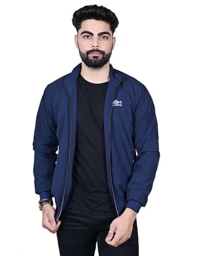 OSM Clothing Men's Polyester Lightweight Regular Fit Jackets (Navy Blue-XL)