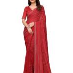 Yashika Women's Woven Chiffon Latest Black Rangoli Fabric Saree with Lace and Blouse Material (AZ-YS-P1-SWARNA-TANIKSHA-Parent_Red)