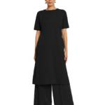 Thevasa Women's Black Radiant Glow Round Neck Kurta