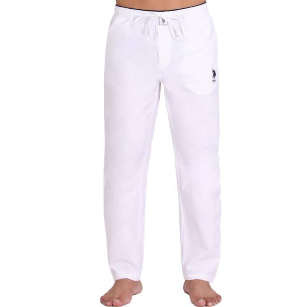 U.S. POLO ASSN. Men Comfort Fit Casual Style Solid Cotton I690 Lounge Pants-Pack of 1 (White L)