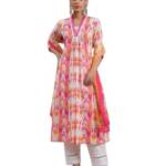 GRECIILOOKS Women's Rayon A-Line Printed V-Neck Kurta with Palazzo & Dupatta | Ethnic Set | Dupatta Set | Suit Set | Kurta and Pant Set (in, Alpha, 3XL, Regular, Pink)