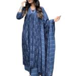 Alvami Women Printed A-Line Kurta and Pant Set with Dupatta (in, Alpha, 2XL, Blue)