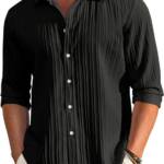 FINIVO FASHION Textured Shirts for Men || Casual Shirt for Men || Shirt for Men|| Men Stylish Shirt || Men Fancy Shirt || Men Full Sleeve Shirt || Plain Shirts for Men Black