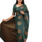 Yashika Women's Banarasi Cotton Silk Jacquard Saree (MUDRA Green