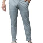 Majestic Man Slim Fit Cotton Blend Casual Mid Rise Trousers for Men (32, Sea Blue)