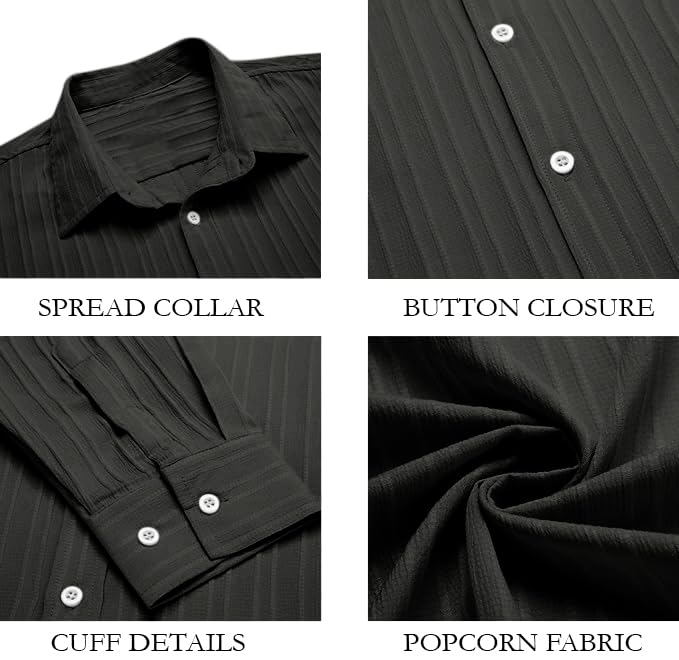 FINIVO FASHION Textured Shirts for Men || Casual Shirt for Men || Shirt for Men|| Men Stylish Shirt || Men Fancy Shirt || Men Full Sleeve Shirt || Plain Shirts for Men Black - Image 2