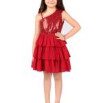 Naughty Ninos Baby-Girl's Polyester Fit and Flare Knee-Length Casual Dress (NN00859DRS_Red_11-12 Years)