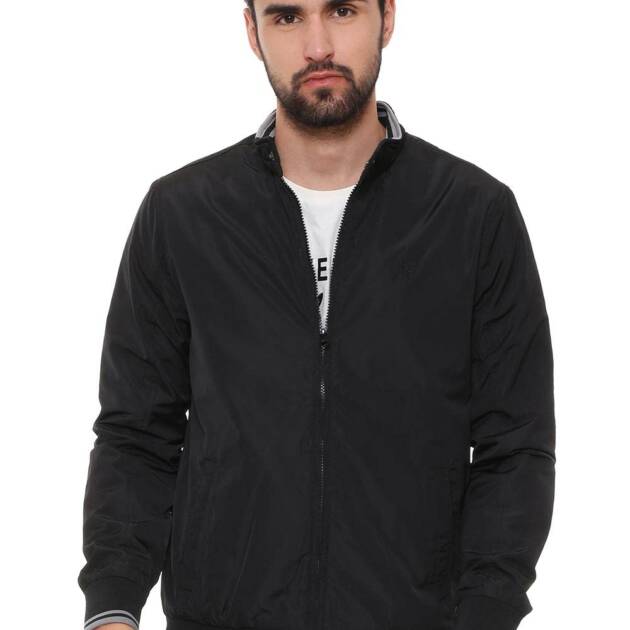 Allen Solly Polyester Men's Standard Length A-Line Coat (Asjkobop519952_Black_M)