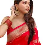 C J Enterprise Women's Banarasi Saree Pure Kanjivaram Silk Saree Soft Design Wear Pattu Sarees Latest Cotton Sari collections With Blouse Piece for Wedding sadi new ladies 2025 (Pari122-51) (Red)