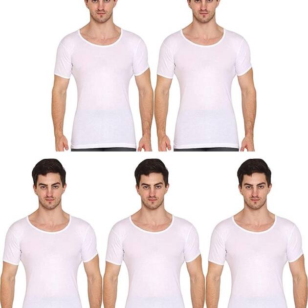 VIP Men's Regular Fit Vest White L (Pack Of 5)
