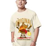 Veirdo® Oversized Baggy Fit Comfortable Pure Cotton Round Neck Drop Shoulder T-Shirt with Graphic Print Collection Tee for Men & Boys (Available in Black, Blue, Beige & Swan White Color)