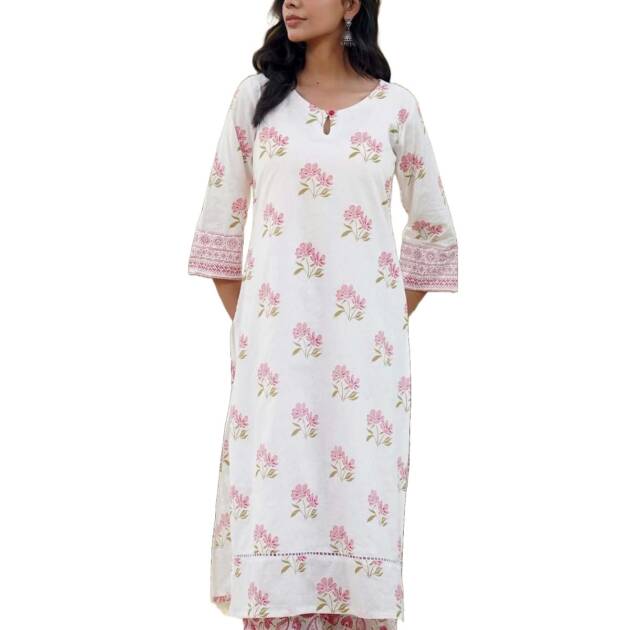 LookMark Kurta Set: Elegance Meets Comfort in Style! Stay Comfortable Yet Stylish with Our Cotton Blend Kurti Pant Sets! Pink