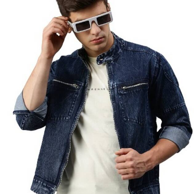 VOXATI Men's Denim Jacket kjt554xy-m_Dark Blue_M