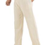 HALLUCINATION Pure Cotton Pajama for Men, Soft Eco-friendly One Size Pjs for Waist 28 to 34 inches, Casual Lounge Wear Handloom Textured Pyjama Trouser Pant (Beige)