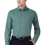 Peter England Men's Solid Regular Shirt (PESFONUBJ22893_Green 44)