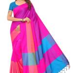 OM SAI LATEST CREATION Women's Bhagalpuri Silk Saree with Blouse Piece-Free Size (Pink)