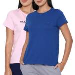 Allen Solly Women's Regular T-Shirt - Pack of 2 (AHKCCRGP392059_Medium Blue S)