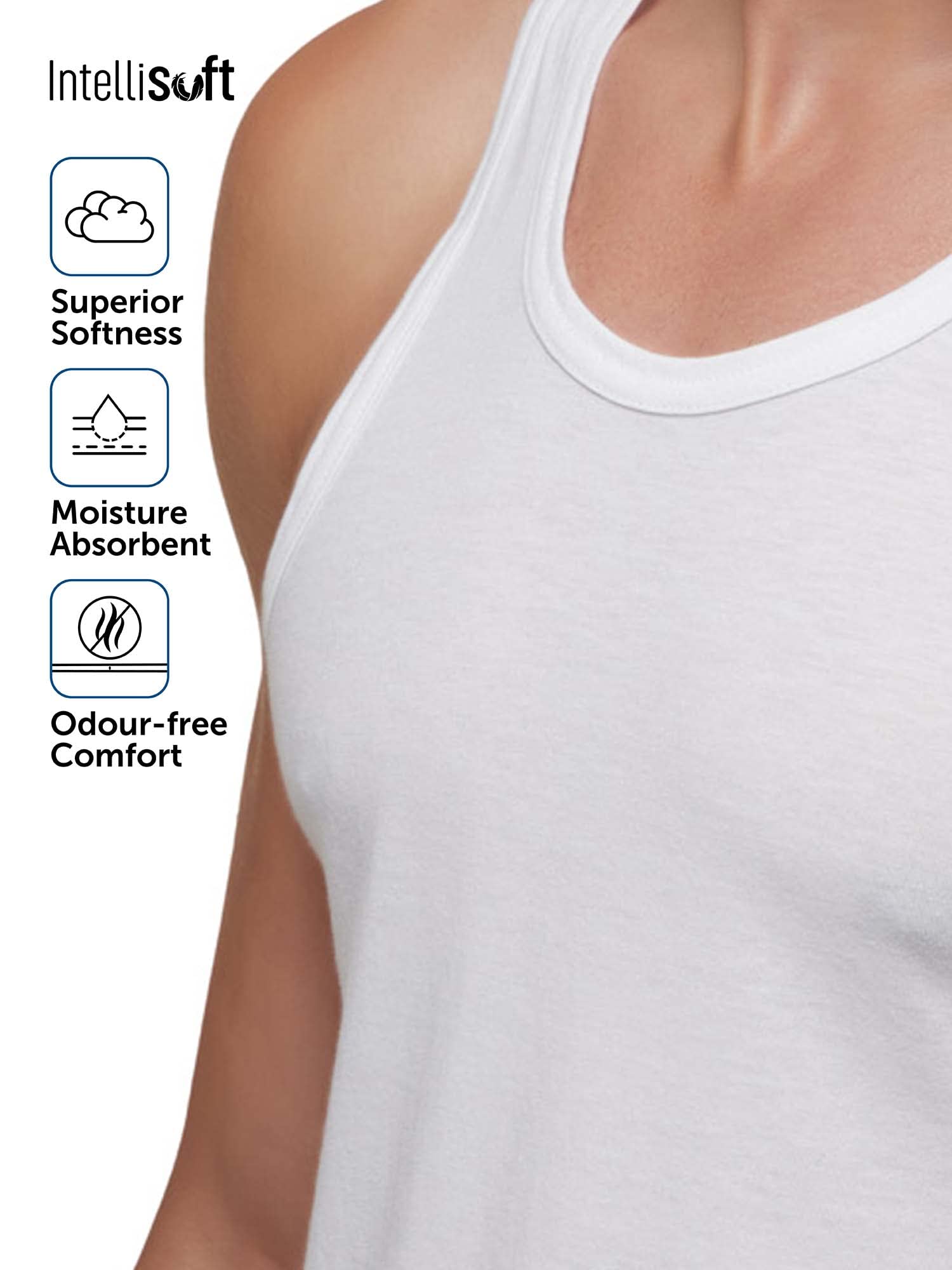 XYXX Men's Ace Premium Cotton Modal Round Neck Vest Pack of 2 (White;White; L) - Image 3