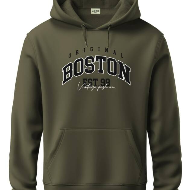 ADRO Hoodies for Men | Printed Hoodie for Men | Cotton Hoodie | Mens Hoodies | Sweatshirt for Men | Hooded Hoodie|H24-BOST-OL-M Olive