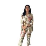 LookMark Women's Kurta Set with Floral Print and Cotton Blend Fabric with Pant (AZ-LM-OG-KS2149-XXL) White