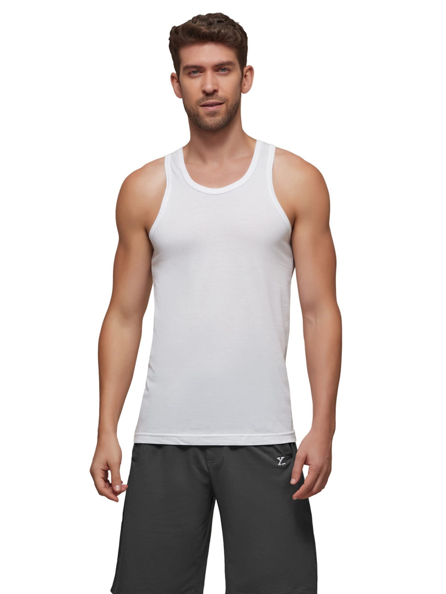 XYXX Men's Ace Premium Cotton Modal Round Neck Vest Pack of 2 (White;White; L) - Image 9