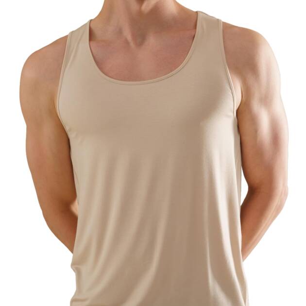 DAMENSCH Men's NEO-SKIN Anti-Microbial Slub Vest- Anti-odor-Bamboo Rayon Fabric- Round Neck- Pack of 1- Breezy Beige- XX-Large