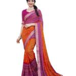 Yashika Women's Georgette Printed Saree with Jacquard Lace & Blouse Material - Perfect for 2024's Festivals & Occasions! Beautifully Crafted, Traditional Elegance (AZ-YS-P1-YASTIKA PURPLE)