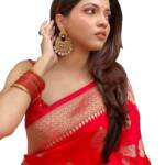 Sugathari Women's Banarasi Saree Pure Kanjivaram Silk Saree Soft new ladies 2023 Design Wear Pattu Sarees Latest Cotton Party Sari collections With Blouse Piece for Wedding sadi (PARI 122 RED)