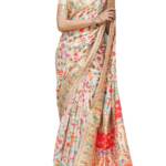 SGF11- Women's Kanjivaram Pure Soft Silk Handloom Saree Pure Golden Zari With Blouse Piece (White Kashmiri)