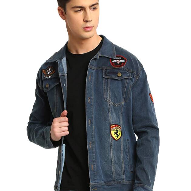 VOXATI Men's Slim Fit Denim Jacket kjt322-l_Green_Large