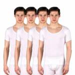 Crystal Men's Super Combed Rib Cotton Round Neck Half Sleeve Vest | Stay Tucked | Pack of 4 (90) White