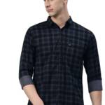 Majestic Man Men Small Checkered Slim Fit Cotton Casual Shirt (Medium, Charcoal Grey)