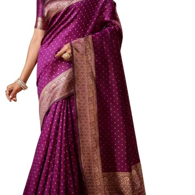 Sugathari Women's Banarasi Saree Pure Kanjivaram Silk Saree Soft new ladies 2023 Design Wear Pattu Sarees Latest Cotton Party Sari collections With Blouse Piece for Wedding sadi (SAM PARI-113 WINE)