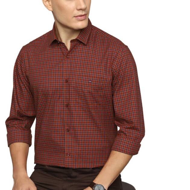 Louis Philippe Men's Slim Fit Shirt (LYSFCSLBJ13729_Maroon