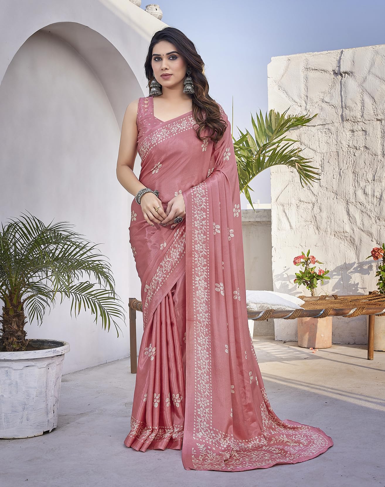 Yashika Women's Elegant Chiffon Saree with Blouse Material - Embrace Trendy Style and Timeless Elegance in this Exquisite Attire (AZ-YS-P1-UTISHA PEACH) - Image 7