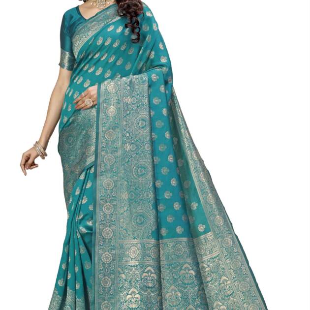 Shasmi Women's Banarasi Saree Pure Kanjivaram Silk Saree Soft new ladies 2025 Design Wear Pattu Sarees Latest Party Sari collections With Blouse Piece for Wedding sadi (PARI-216 RAMA)