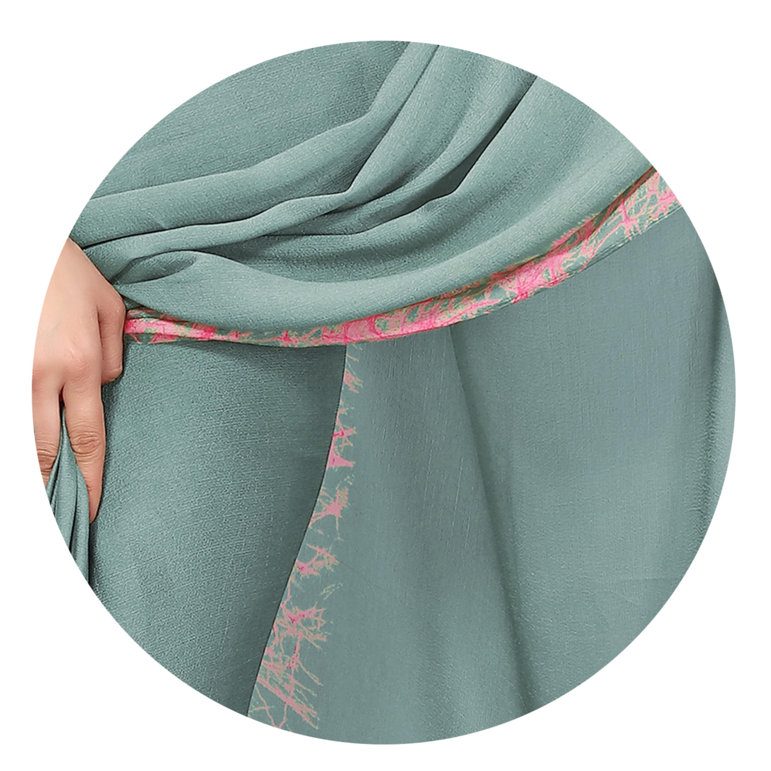 MIRCHI FASHION Chiffon Georgette Abstract Printed Sarees for Women with Blouse Piece (40823-Pastel Teal) - Image 6