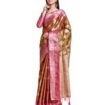 MIMOSA Women's Traditional Ussi Kanjivaram Art Silk Saree With Blouse Color: Maroon : (5657-688-2D-MRN-RN)