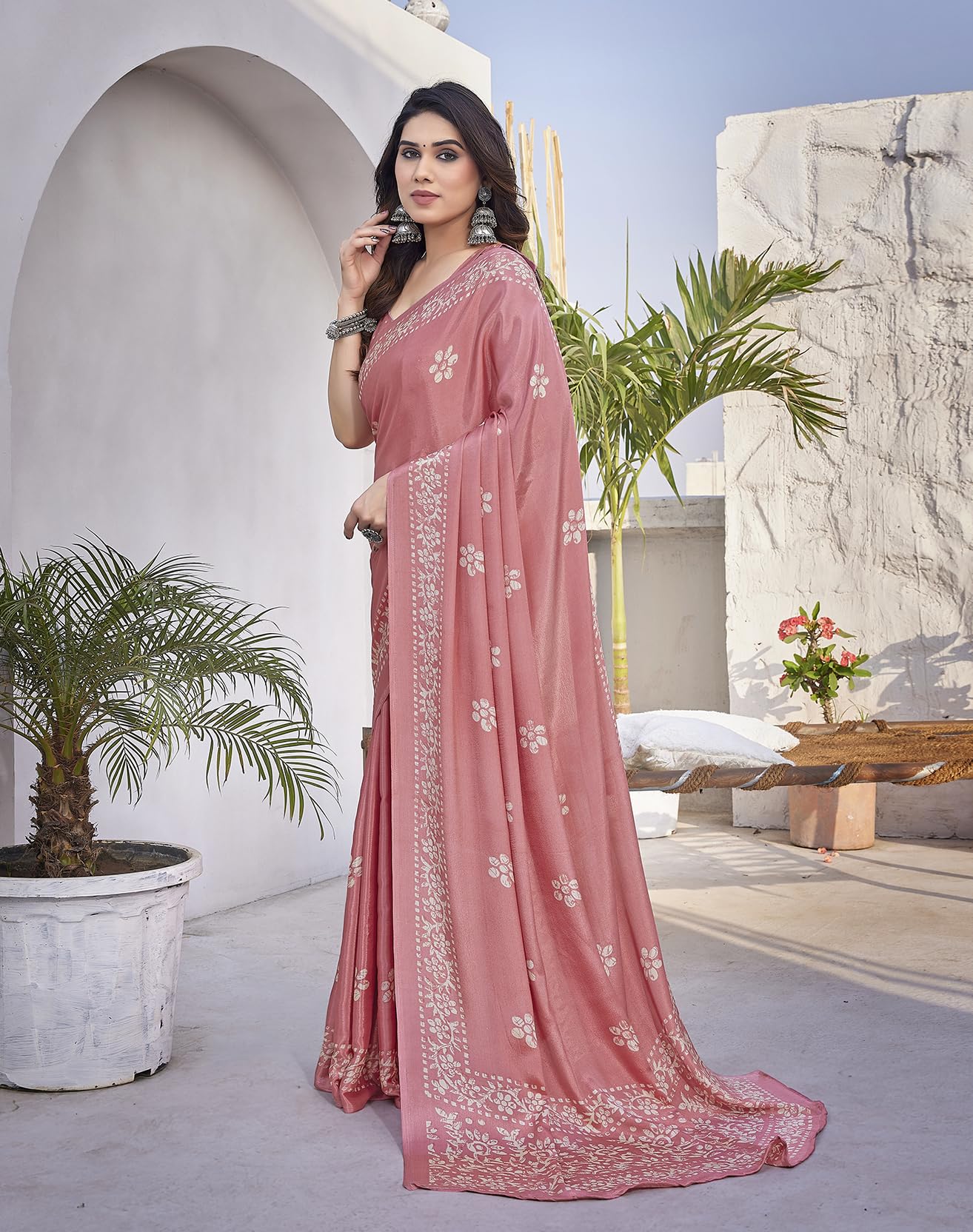 Yashika Women's Elegant Chiffon Saree with Blouse Material - Embrace Trendy Style and Timeless Elegance in this Exquisite Attire (AZ-YS-P1-UTISHA PEACH) - Image 3