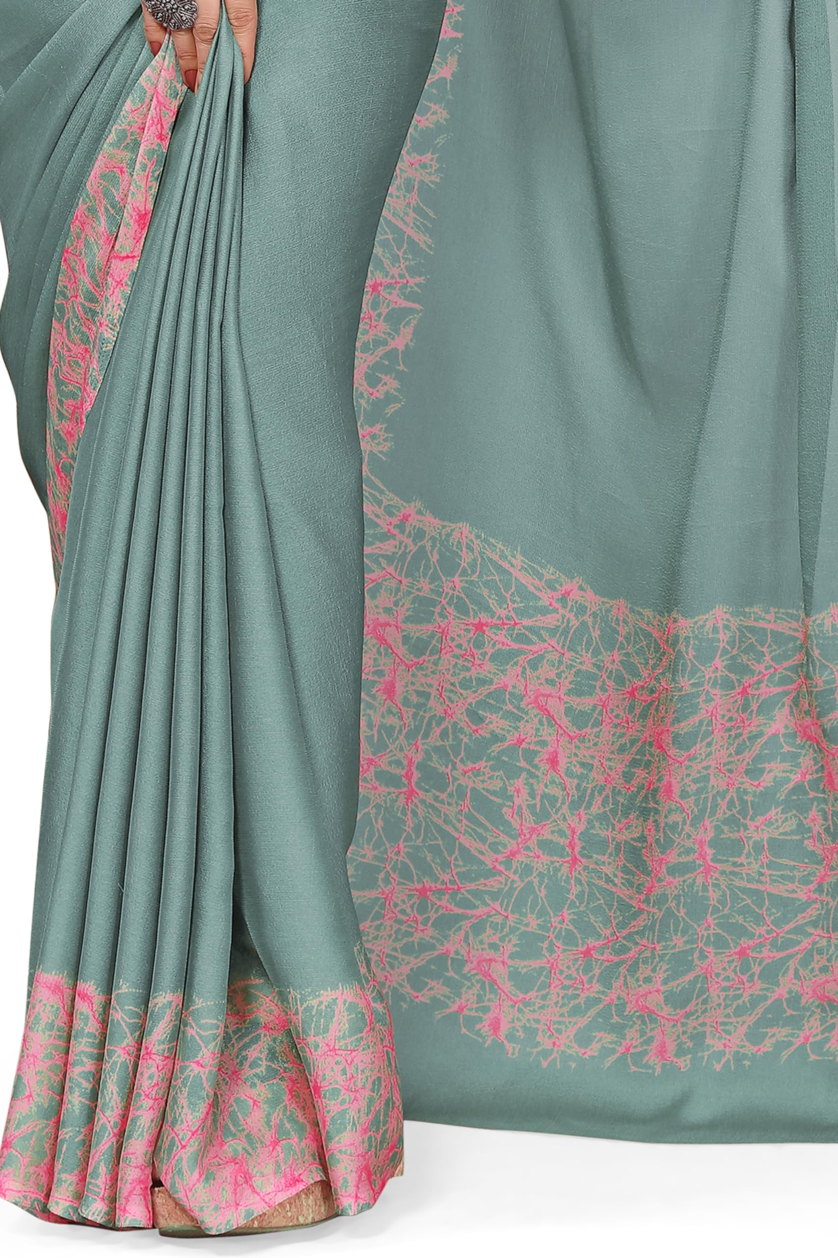 MIRCHI FASHION Chiffon Georgette Abstract Printed Sarees for Women with Blouse Piece (40823-Pastel Teal) - Image 3