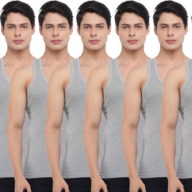 Dollar Bigboss Men's Grey Pack of 7 Vest (8905282760210_MDVE-04-DERBY-GM-PO7-90)