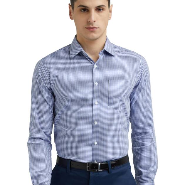 Van Heusen Men's Cotton Slim Fit Shirt (Vhsffslbm29042_Medium Blue 42)