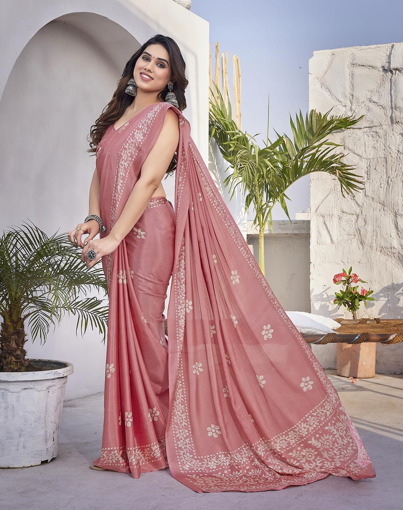 Yashika Women's Elegant Chiffon Saree with Blouse Material - Embrace Trendy Style and Timeless Elegance in this Exquisite Attire (AZ-YS-P1-UTISHA PEACH) - Image 6