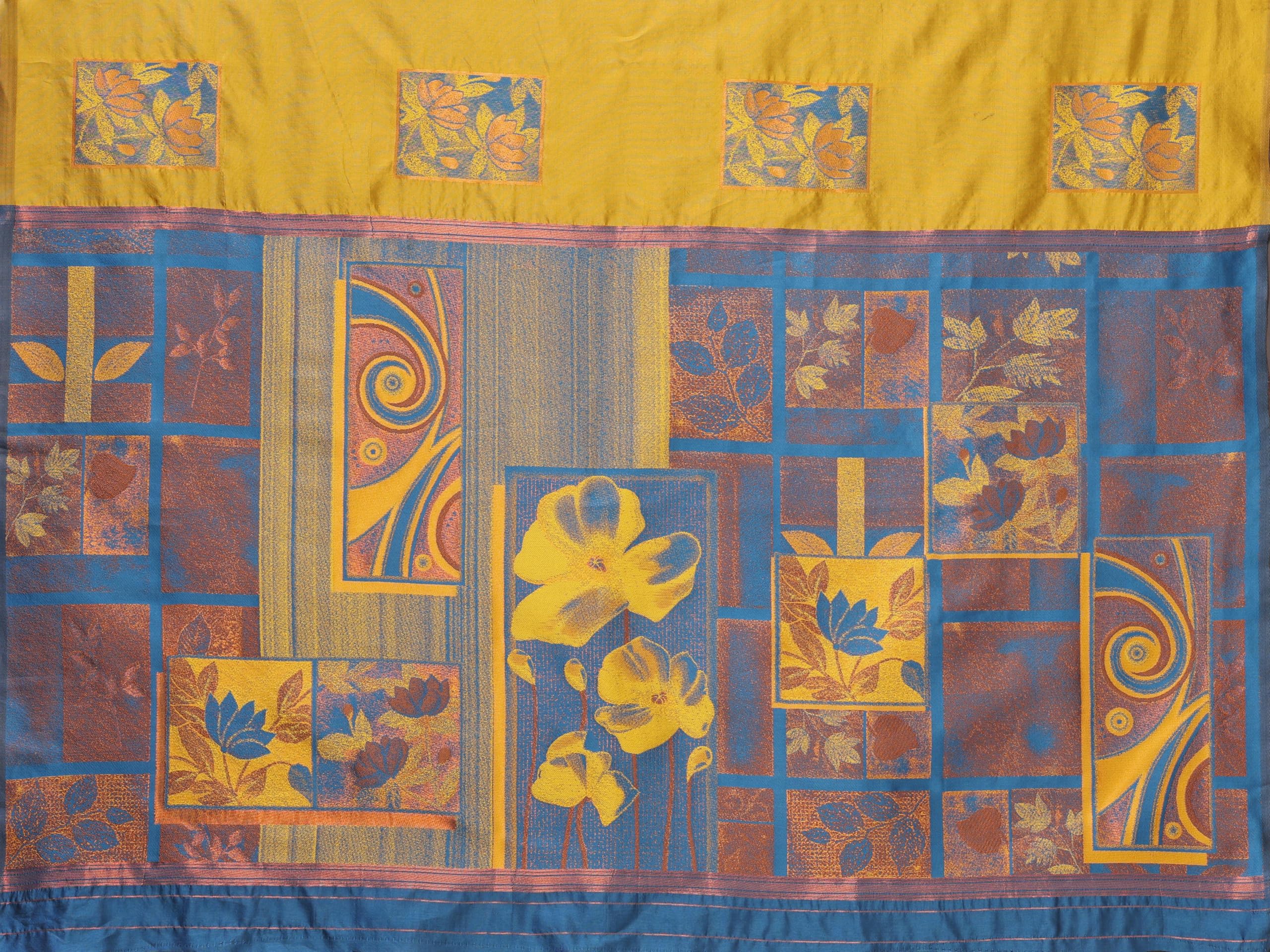 Sidhidata Women's Kanjivaram Banarasi Soft Silk Saree With Unstitched Blouse Piece (Silk Box Flower Mustard_Mustard_Free Size) - Image 3