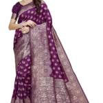 Shasmi Women's Banarasi Saree Pure Kanjivaram Silk Saree Soft new ladies 2025 Design Wear Pattu Sarees Latest Party Sari collections With Blouse Piece for Wedding sadi (PARI-216 WINE)