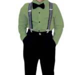 Zokxo Baby Boys Cotton Blend and Spandex Full Sleeves with Applique Bow Solid Dungaree Suspender Romper (Green,5-6 Years)