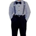 Shree Shyam Kid's & Baby Boy Slub Soft Lycra Full Sleeves Shirt and Pant & Suspender Dungaree Set (6-7 Years, Grey)